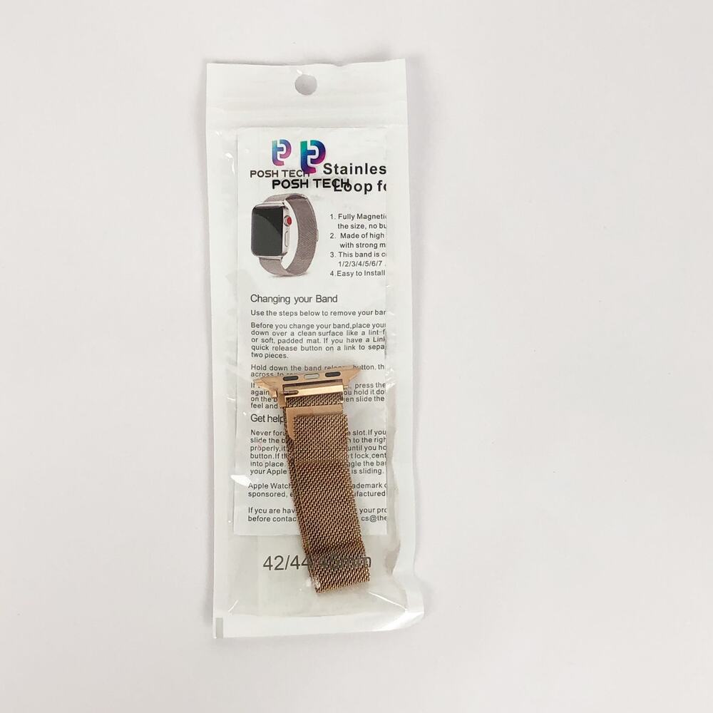 Posh Tech Stainless Steel Band With Loop For Apple Watch 42/44/45 mm NEW